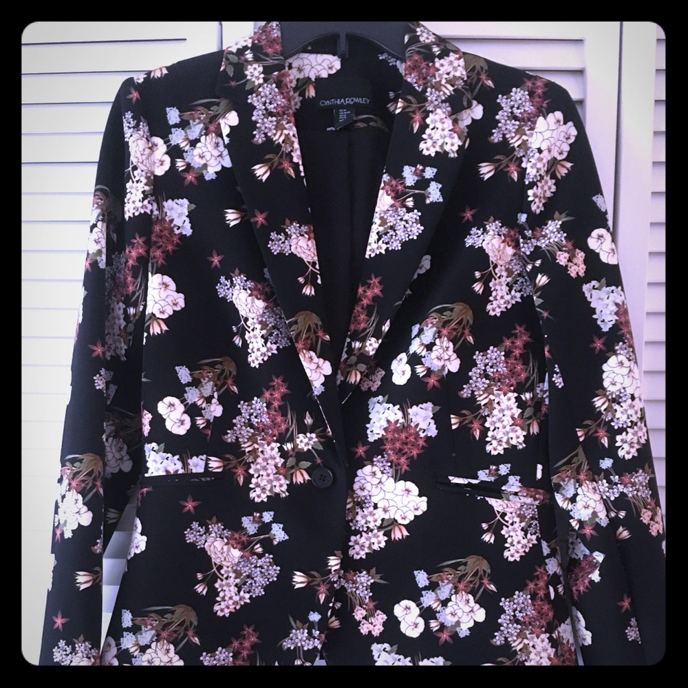 Cynthia Rowley One Button Floral Blazer